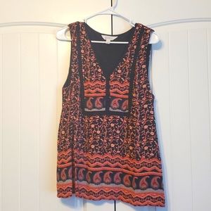 Market & Spruce Black and Orange Sleeveless Top